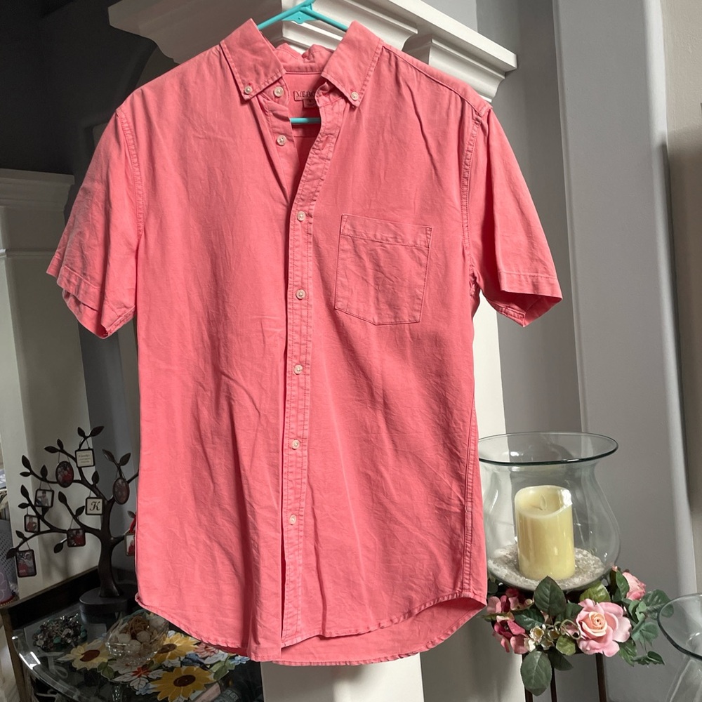 New Merona Men's Coral Button-Down short sleeve Shirt size small 100% cotton